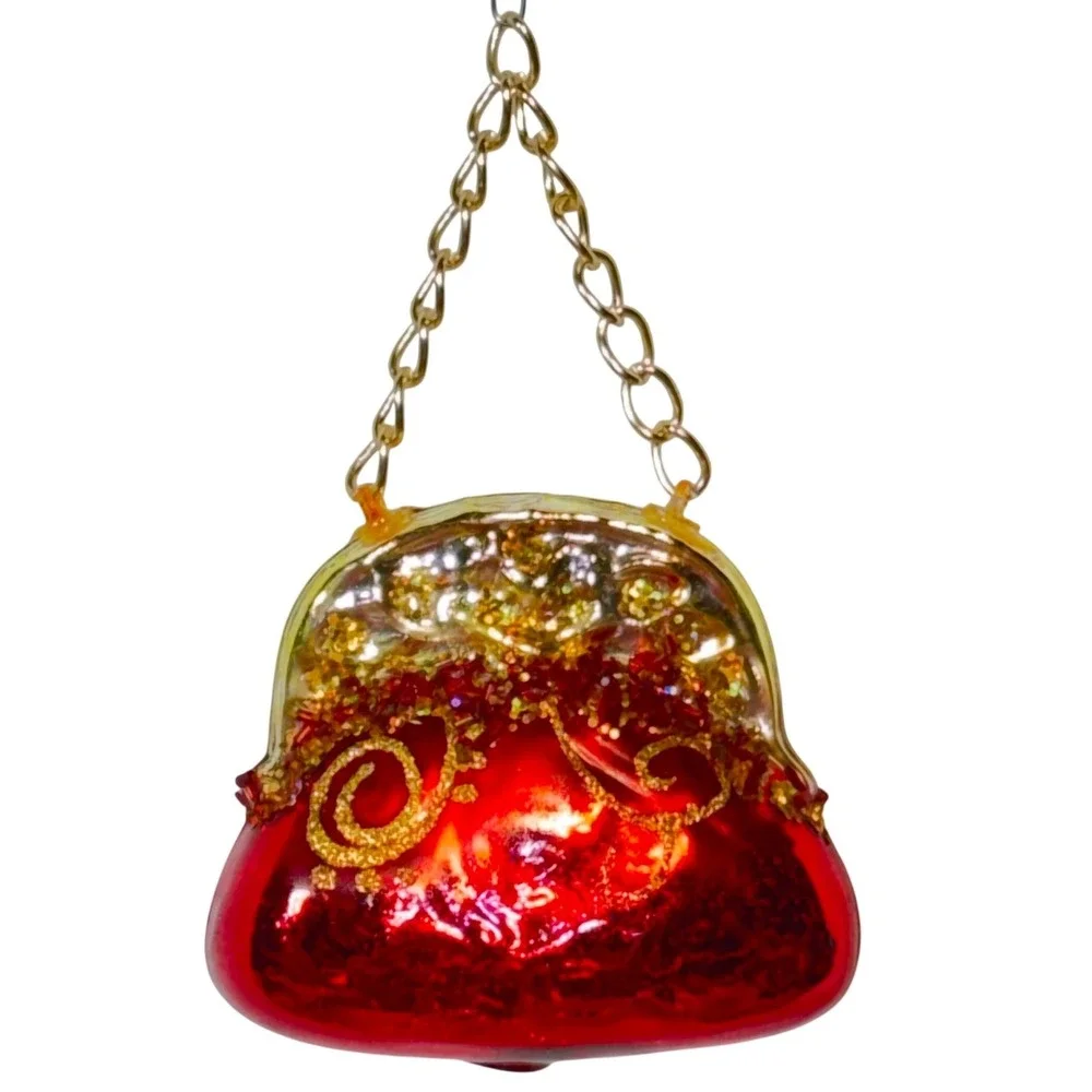 Red Glass Purse‎ Christmas Ornament 3.5
